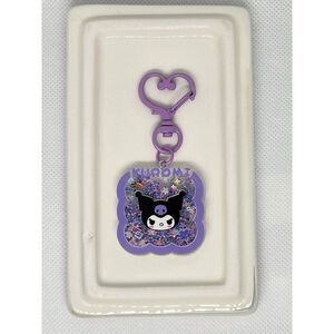 New! Kuromi Quicksand Glitter Bag Clip Key Ring Bag Charm w/Painted Clip
